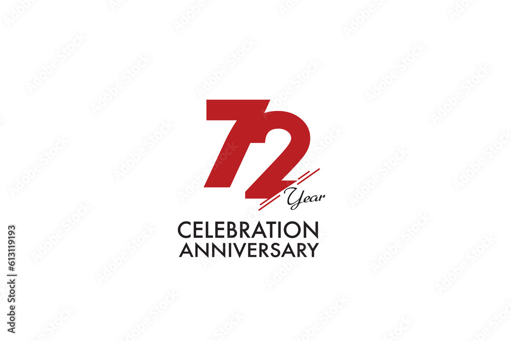 72th, 72 years, 72 year anniversary with red color isolated on white background, vector design for celebration vector 72th, 72 years, 72 year anniversary with red color isolated on white background, vector design for celebration vector