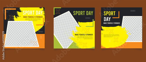 Vector sports day instagram posts design template