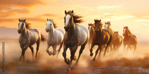 horse running wall painting, generative ai