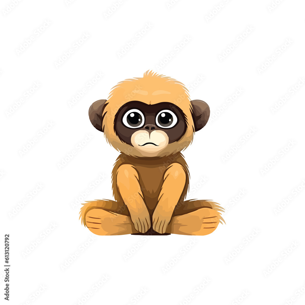 Fototapeta premium Quirky Gibbon: Playful 2D Illustration of a Charming Primate with Agile Limbs