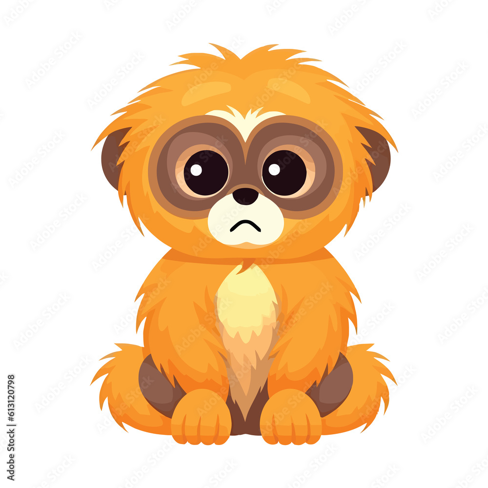 Quirky Gibbon: Playful 2D Illustration of a Charming Primate with Agile Limbs