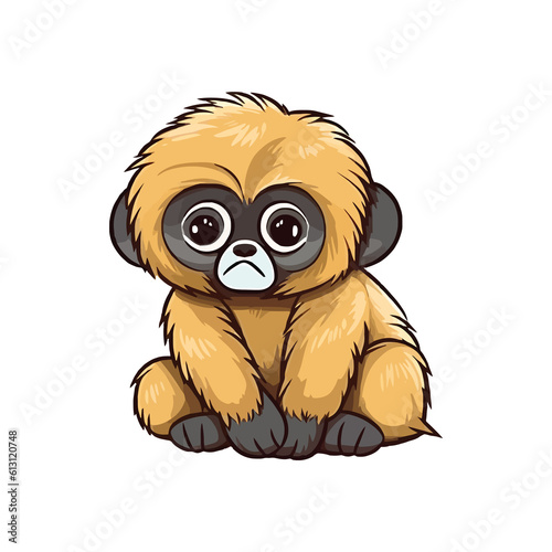 Quirky Gibbon: Playful 2D Illustration of a Charming Primate with Agile Limbs © pisan