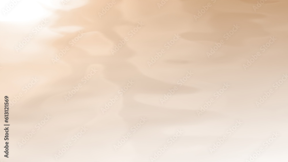Fototapeta premium Beige brown gradient milk liquid surface beauty care background. Concept 3D illustration creative smooth water motion backplate. Cleansing hydration concept and body care product showcase backdrop.