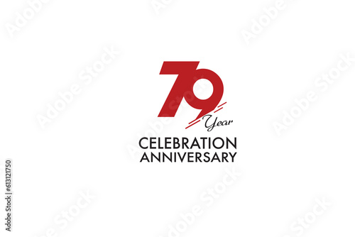 79th, 79 years, 79 year anniversary with red color isolated on white background, vector design for celebration vector