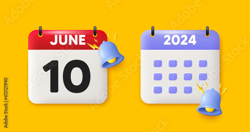 Calendar date 3d icon. 10th day of the month icon. Event schedule date. Meeting appointment time. 10th day of June month. Calendar event reminder date. Vector