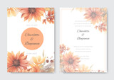 Beautiful floral frame background for wedding invitation with brown soft pastel color
