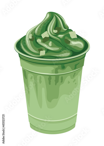 Avocado Coffee Sweet Drink Ice Cold Vector Illustration