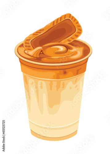 Biscuits Coffee Sweet Drink Ice Cold Vector Illustration