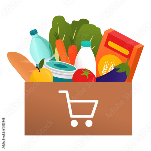 Fresh groceries in a delivery box