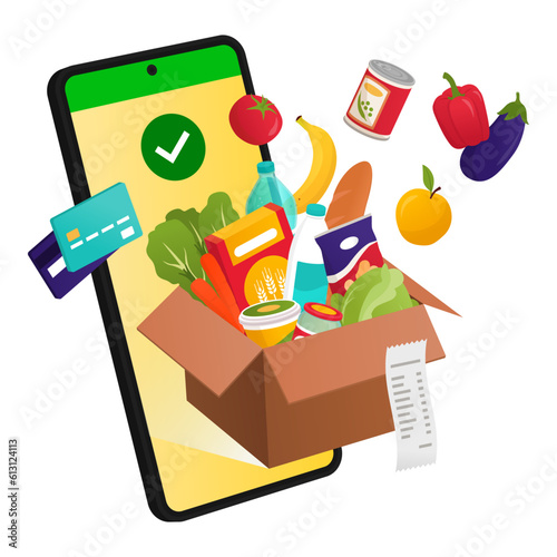 Online grocery shopping app on smartphone
