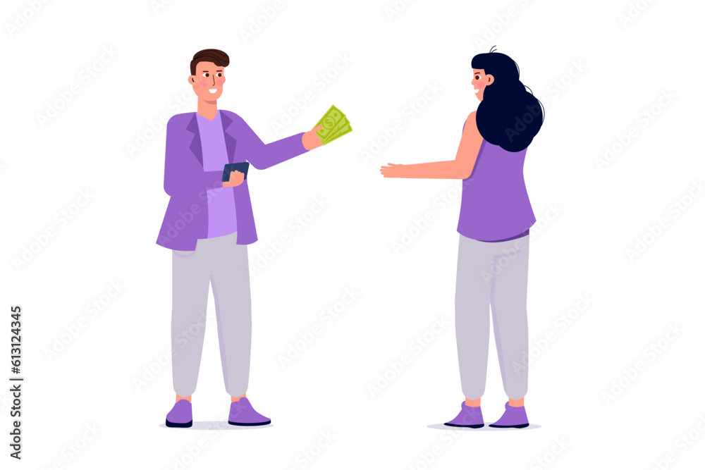 Borrow from friend concept. Vector illustration. Borrow from friend concept. Vector illustration.