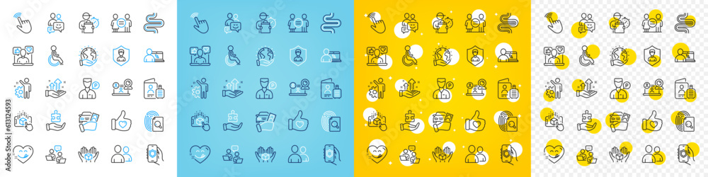 Vector icons set of Delivery man, Analysis graph and Teamwork line icons pack for web with Yummy smile, Security app, Rent car outline icon. Users, Equality, Hold box pictogram. Vector Vector icons set of Delivery man, Analysis graph and Teamwork line icons pack for web with Yummy smile, Security app, Rent car outline icon. Users, Equality, Hold box pictogram. Vector