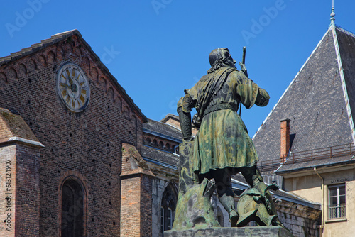 The statue of Bayard, work of sculptor Nicolas Raggi, is erected on a pedestal in the centre of Saint-André Square, in the oldest pedestrian area of the city photo