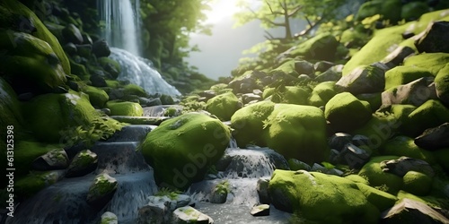 Beautiful waterfall  Created with Generative AI