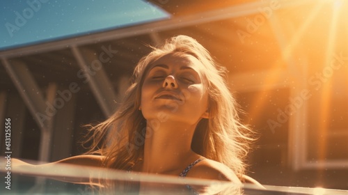 Beautiful girl, tanning lux...