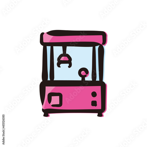 Claw crane - Japanese modern culture icon (Hand-drawn line, colored version)