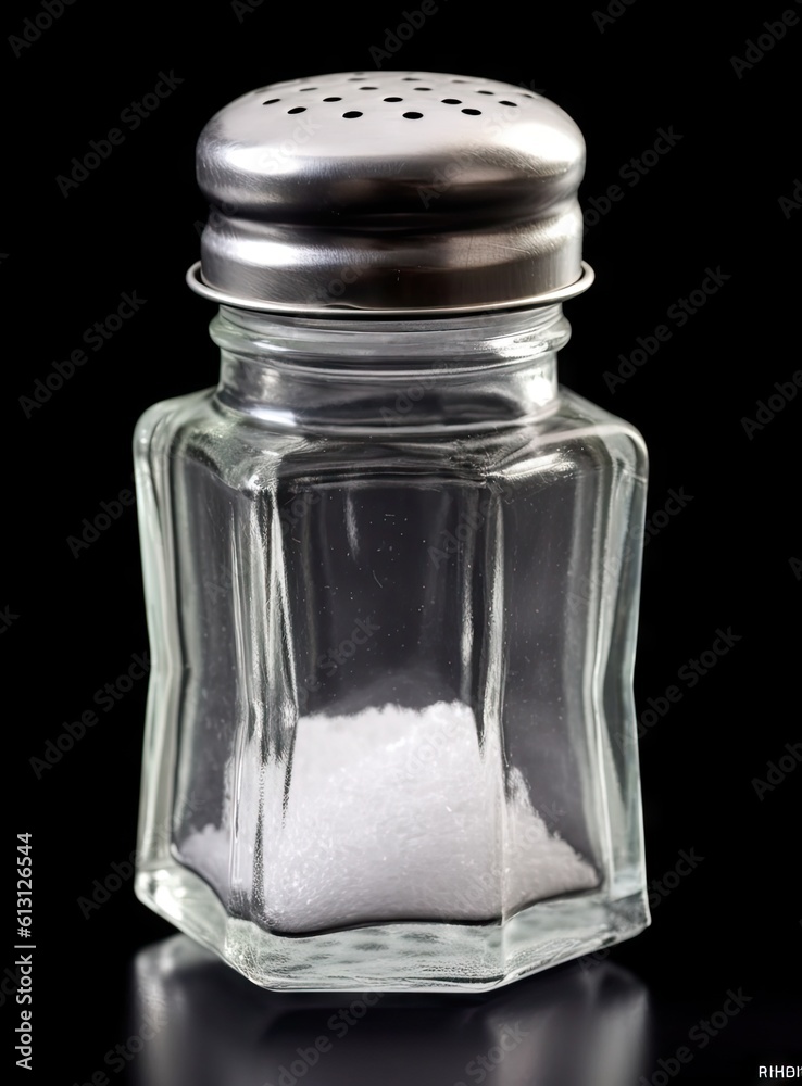 Salt shaker isolated on white background created with Generative AI technology. Salt shaker isolated on white background created with Generative AI technology.