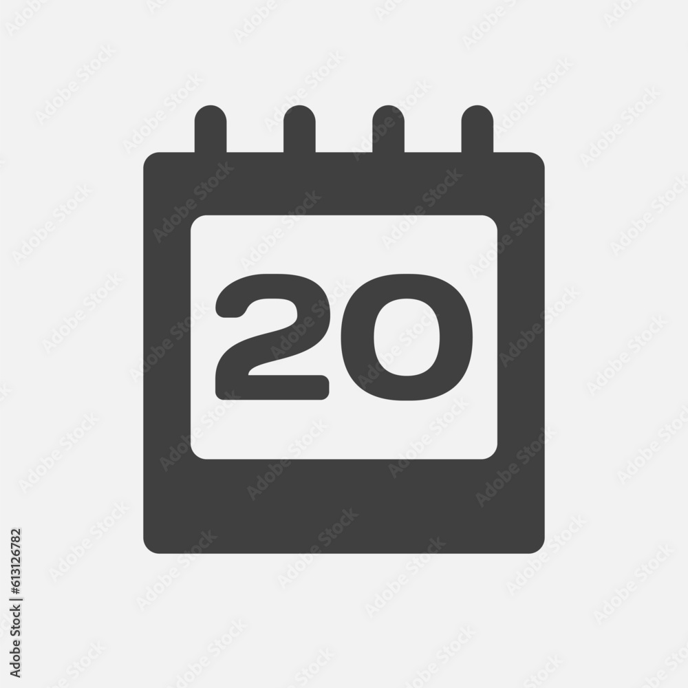 Icon page calendar day - number 20 Icon page calendar day - number 20