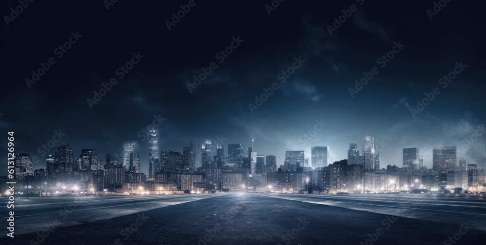 Obraz premium road in the night city created with Generative AI technology