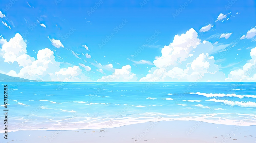 Obraz premium Beautiful seascape with blue sky and white clouds