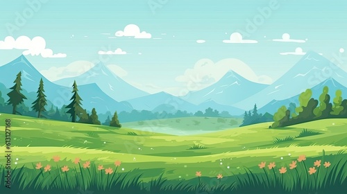 Summer landscape with mountains and meadow