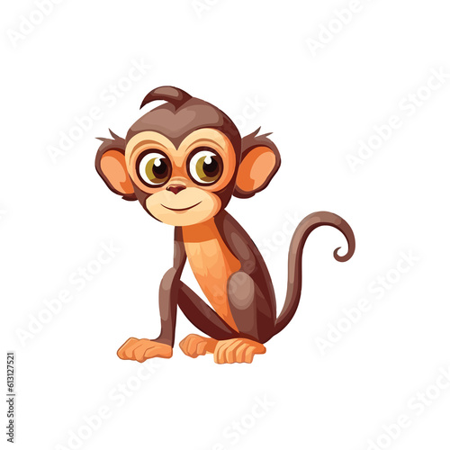Friendly Spider Monkey  Welcoming 2D Illustration of a Lovable and Sociable Jungle Resident