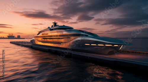 Ferry of a beautiful Transportation with futuristic design. AI Generated.