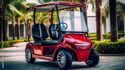 Golf cart of a beautiful Transportation with futuristic design. AI Generated.