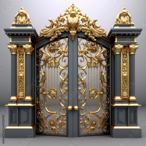Iron main gate of a house created with Generative AI technology