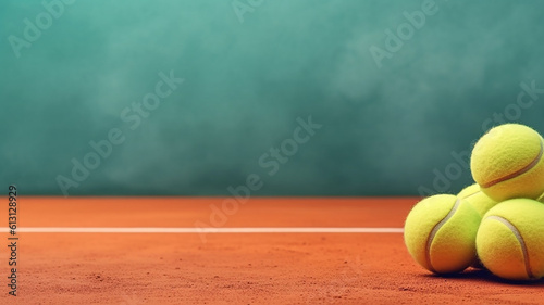 Obraz na płótnie generative AI image of sports tennis and tenis balls in a huge tennis court w salonie