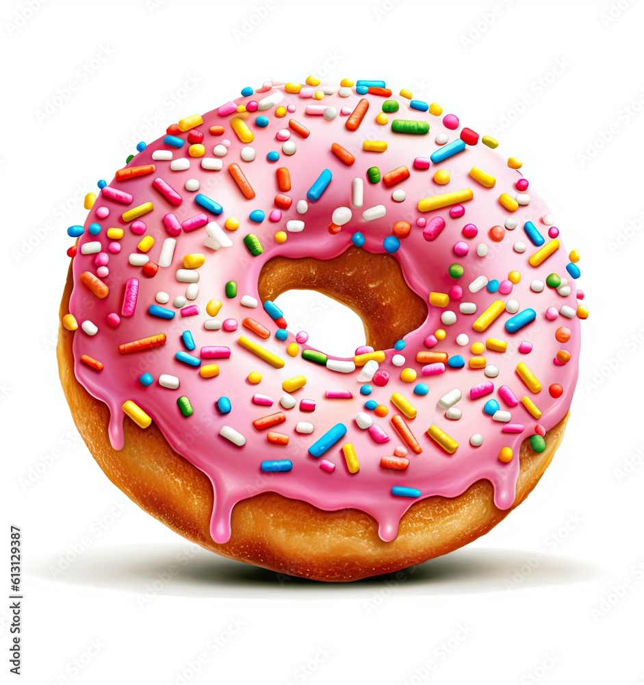 Donut with sprinkles isolated created with Generative AI technology Donut with sprinkles isolated created with Generative AI technology