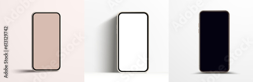 	
High quality realistic trendy no frame smartphone with blank white screen. Mockup phone for visual ui app demonstration. Vector mobile set device concept. Detailed Mockup Smartphone