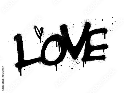 Spray painted graffiti love word in black over white. Drops of sprayed love words. isolated on white background. vector illustration