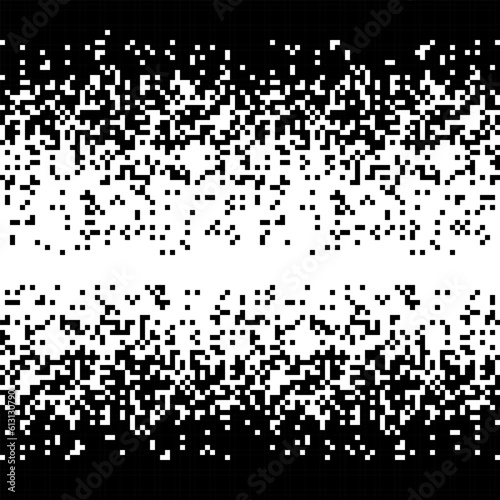 Obraz na płótnie Pixel pattern. Vector seamless background. Abstrac glitch texture design. Retro geometric illustration. Game wallpaper. Simple repeat. Gradient from black to white. Falling Pixels w salonie