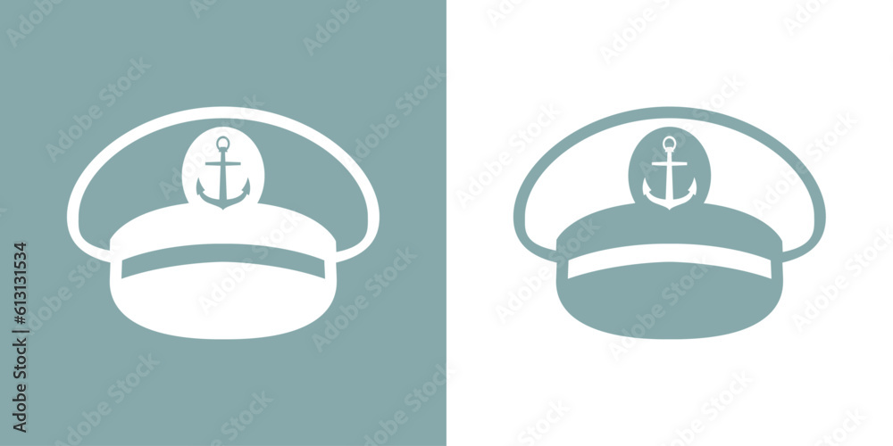 Logo nautical. Sombrero de capitán de barco - obrazy, fototapety, plakaty 