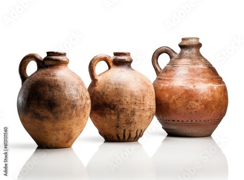 Antique ceramic decorative amphora on a white background. created with Generative AI technology