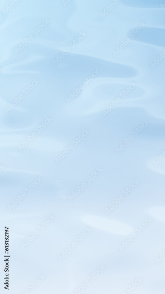Vertical blue gradient milk liquid surface beauty care background. Concept 3D illustration creative smooth water motion backplate. Cleansing hydration concept and body care product showcase backdrop.