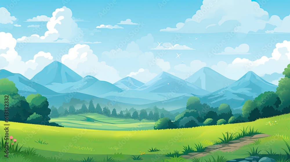Beautiful landscape with mountains and grass Beautiful landscape with mountains and grass
