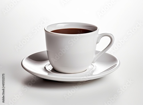 White cup of black coffee isolated on white background with clipping path created with Generative AI technology