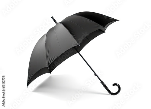 Black Umbrella opened photo camera down angle view isolated on white background created with Generative AI technology