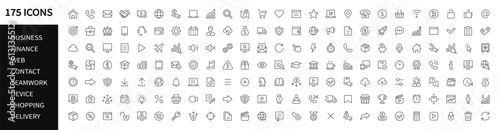Web icons set. Business, Finance, Teamwork, E-Сommerce, Delivery, Contact, Devices, Shopping, Technology, Banking icon. Line icons big collection. Editable stroke icons set. Vector