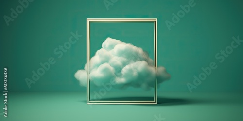 AI Generated. AI Generative. Retro classic frame anique style with 3d render clouds. Can be used for decoration or mockup design. Graphic Art photo