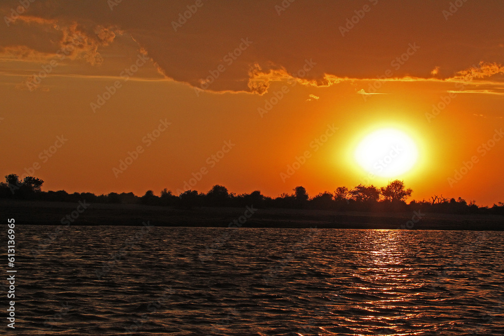 Sunset at Chobe River, Okavango Delta in Botswana