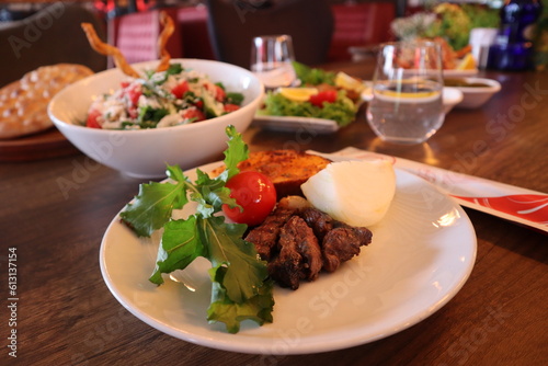 meat with vegetables turkish kebab food meat