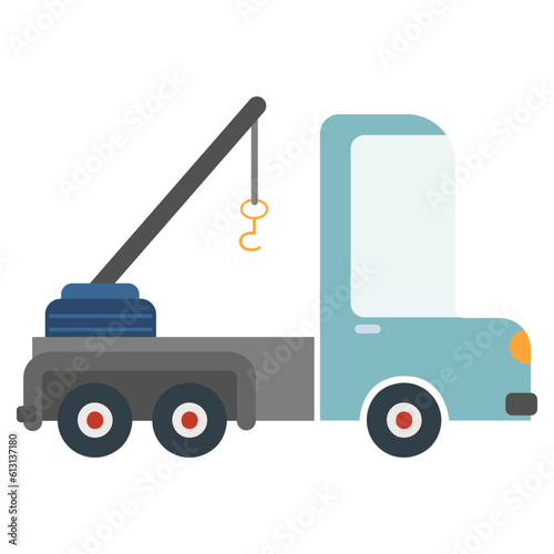 Cartoon car crane. Vector illustration on a white background