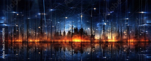 Business City and Signals Network Generative AI © cherezoff