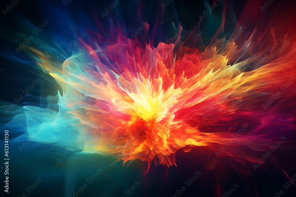 Dynamic Energy Burst with Vibrant Color and Explosive Motion Created with Generative AI Dynamic Energy Burst with Vibrant Color and Explosive Motion Created with Generative AI