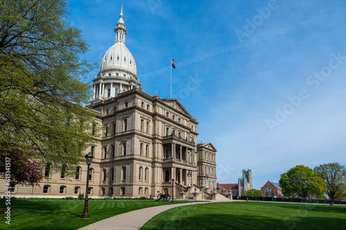 Sidewalk leading to the State of Michigan Capitol Building photo