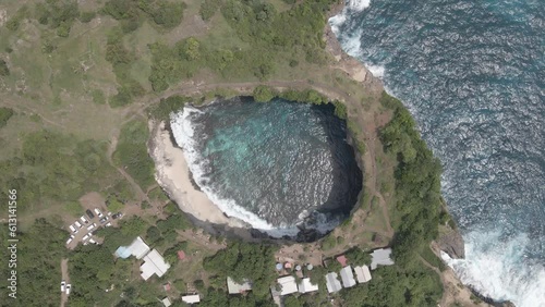 beautiful view on the beach of nusa penida bali indonesia photo