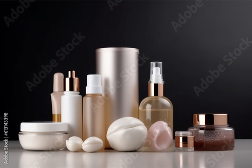 Generative AI of women skincare and beauty cosmetics bottle mockup